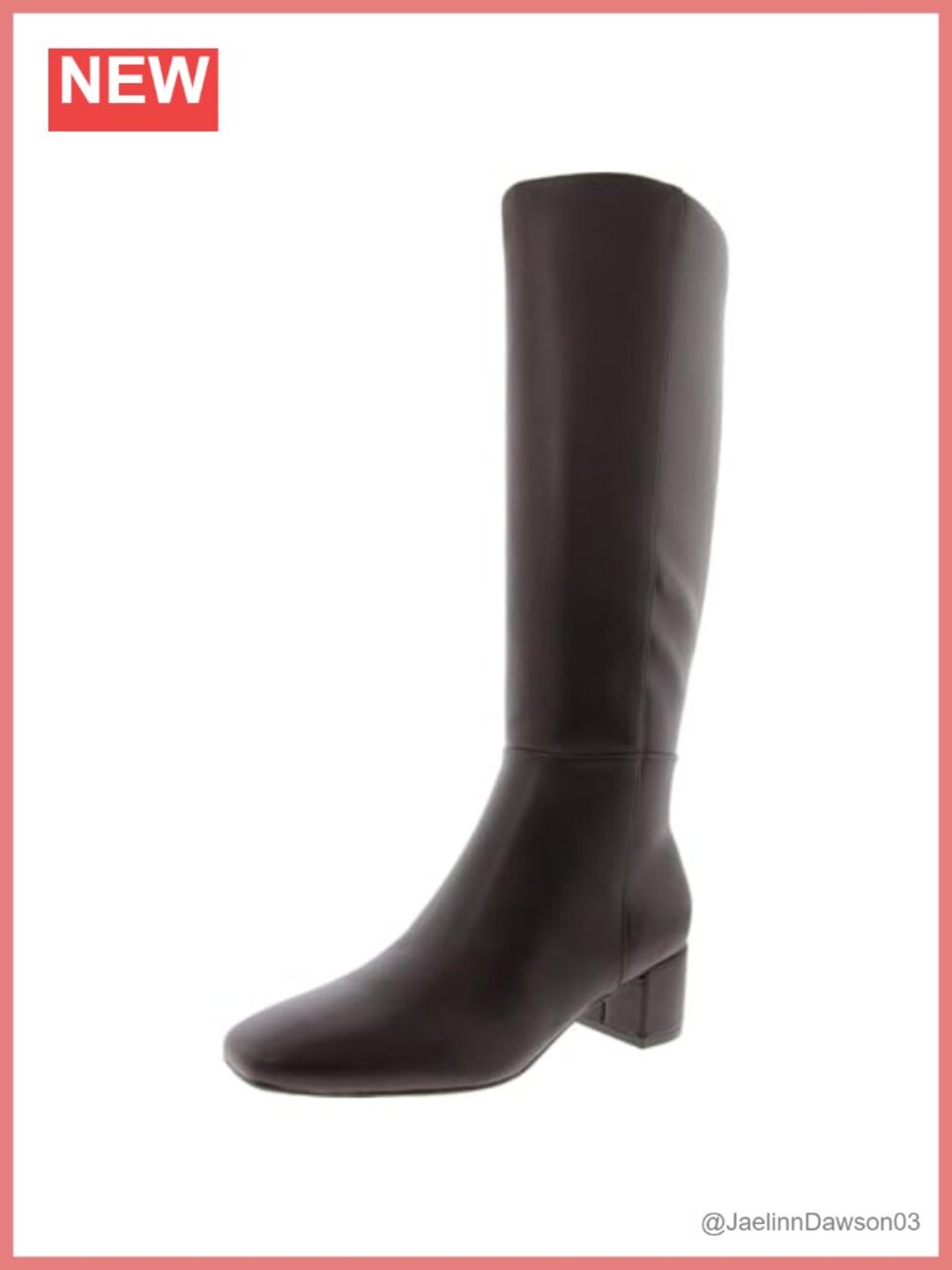 Knee-High Faux Leather Square Toe Block Heel Boots